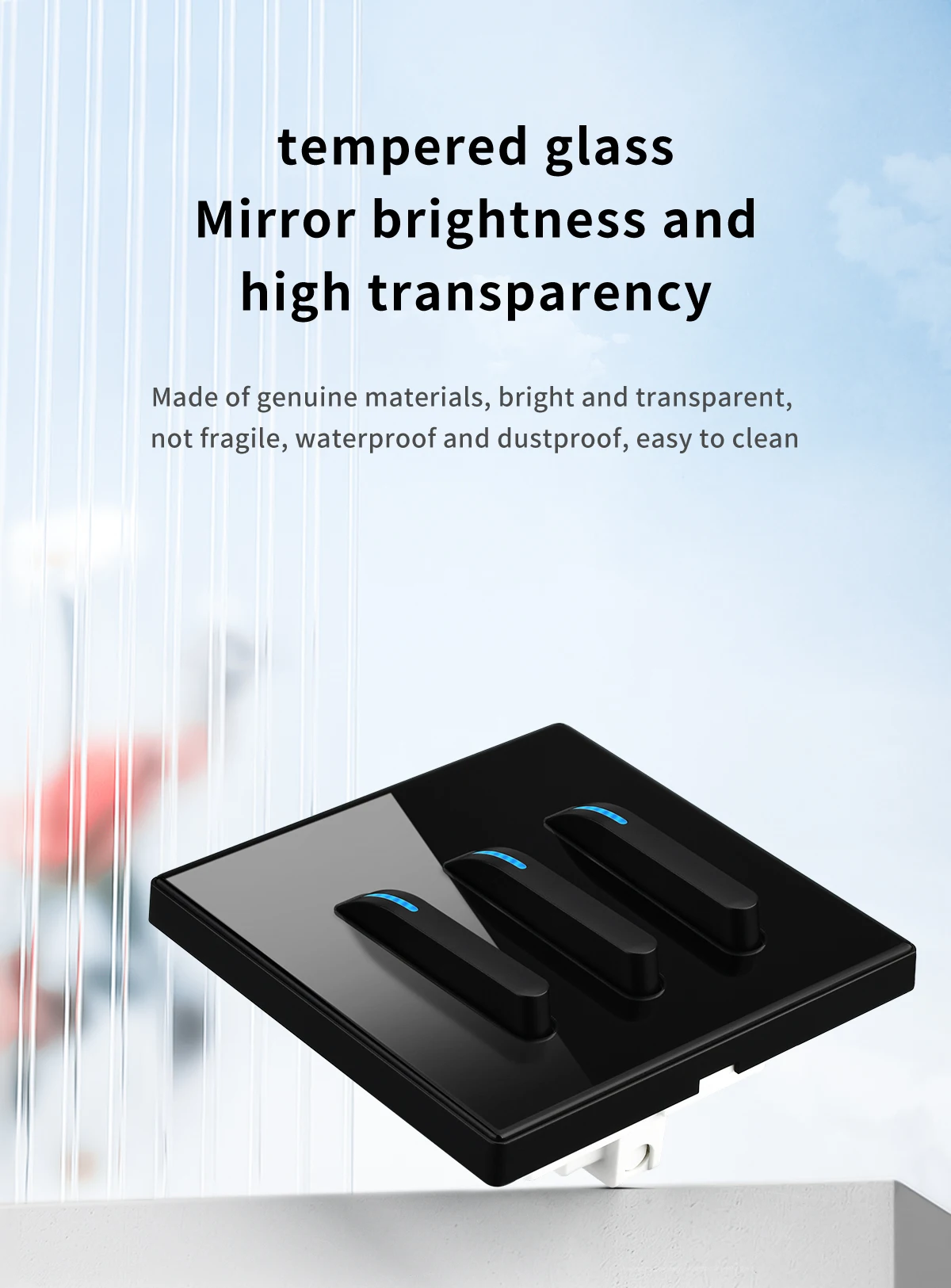 Tempered glass wall light switch product image 3