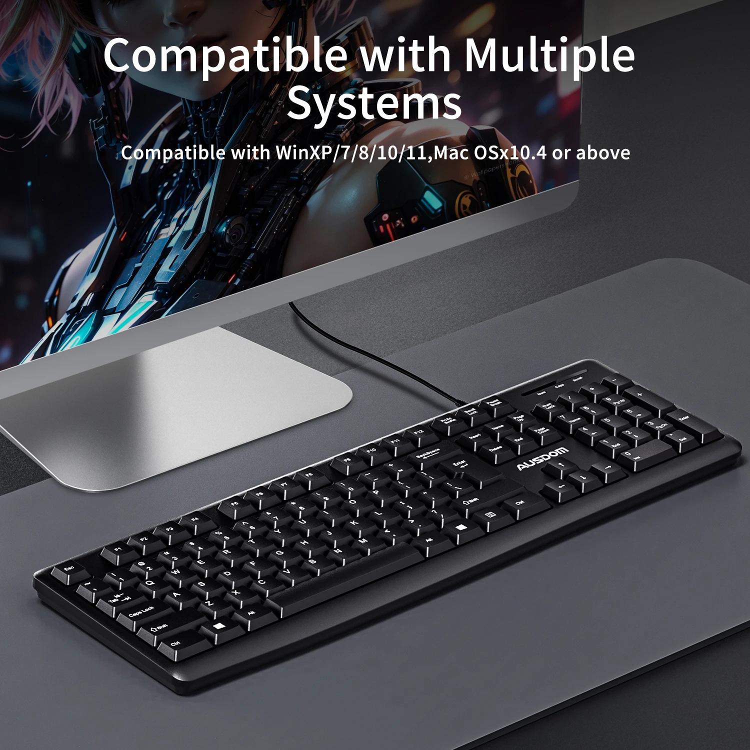 有線USBキーボード,USDOM-Y2キー,キャリング付き,頑丈,調整可能,人間工学に基づいた,オフィス用,PCおよびMac用