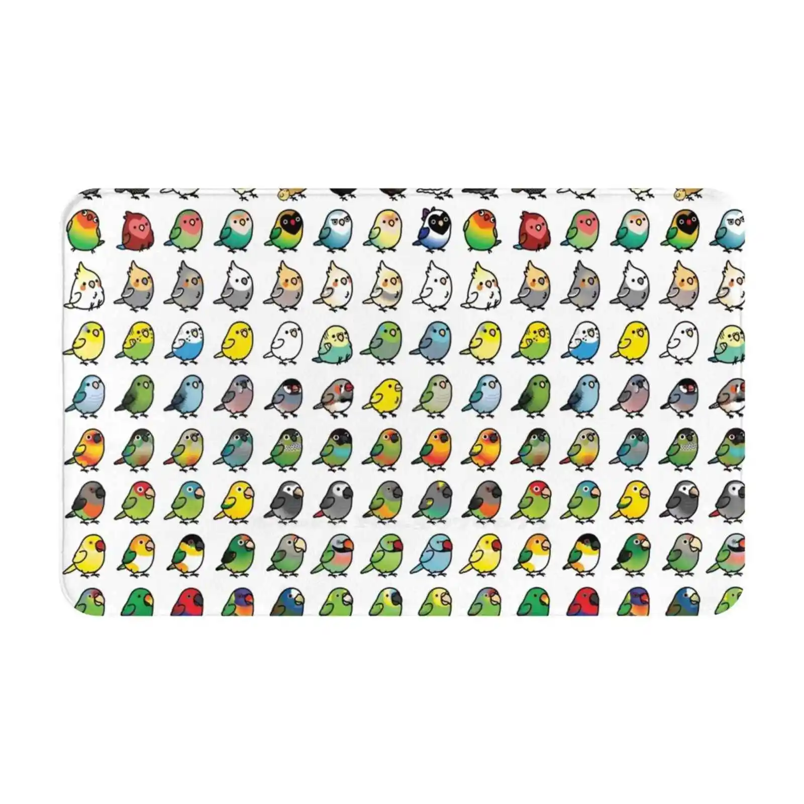 Everybirdy Collection Door Mat Foot Pad Home Rug Parrots Macaw Ringneck Parrotlet Conure African Grey Cockatoo Birblr Chubby