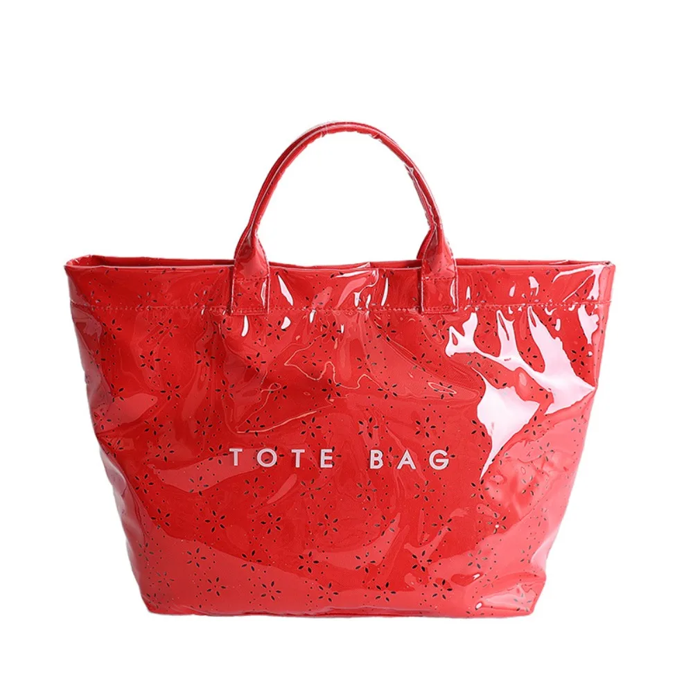 

Waterproof Transparent Jelly Bag Letter Print Hollow Out Letter Prints Handbags Flower Large Capacity PVC Tote Bag Swimming