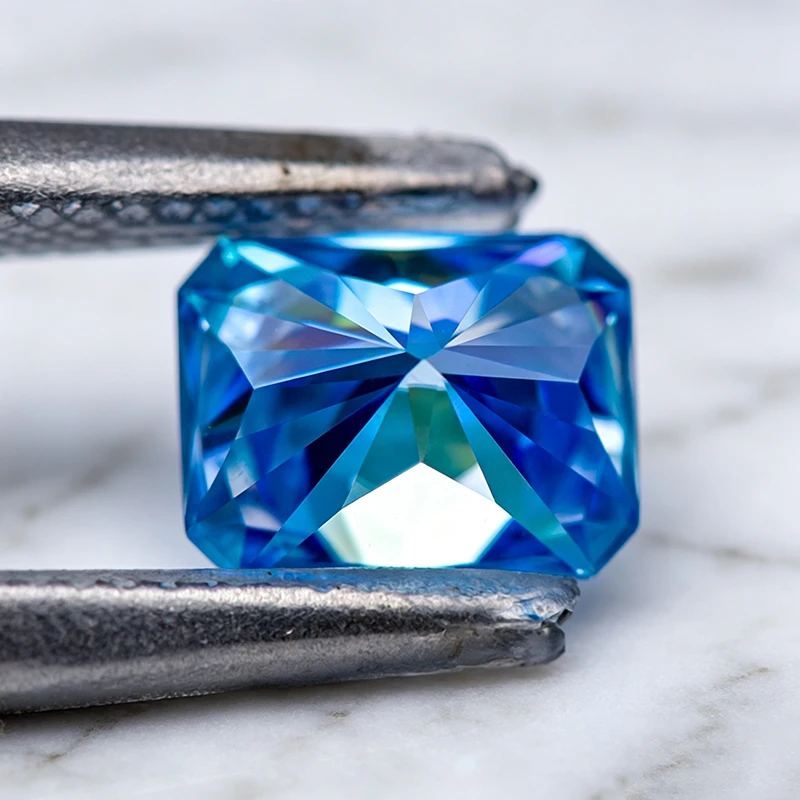 Moissanit-Stein im Radiant-Schliff, Eisblau, Laborgezüchteter Edelstein für DIY-Ringe, Halsketten, Ohrringe, Hauptmaterialien mit Zertifikat – Detail 6