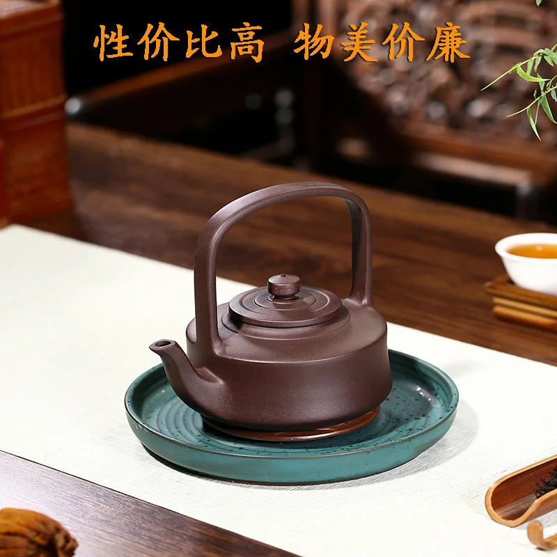 

High Quality Ore Purple Clay Handmade Weekly Plate Loop-Handled Teapot Yixing Zisha Tea Set Household