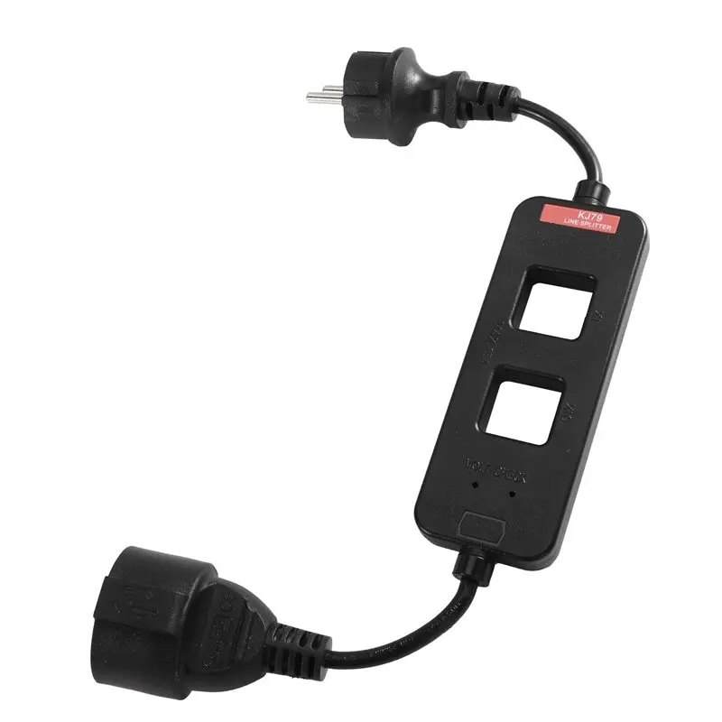 TFORU-For KJ79 Series EU Line Splitter 10X, 15A MAX With Voltage Tester Hole Clamp Meter Splitter Socket EU Plug