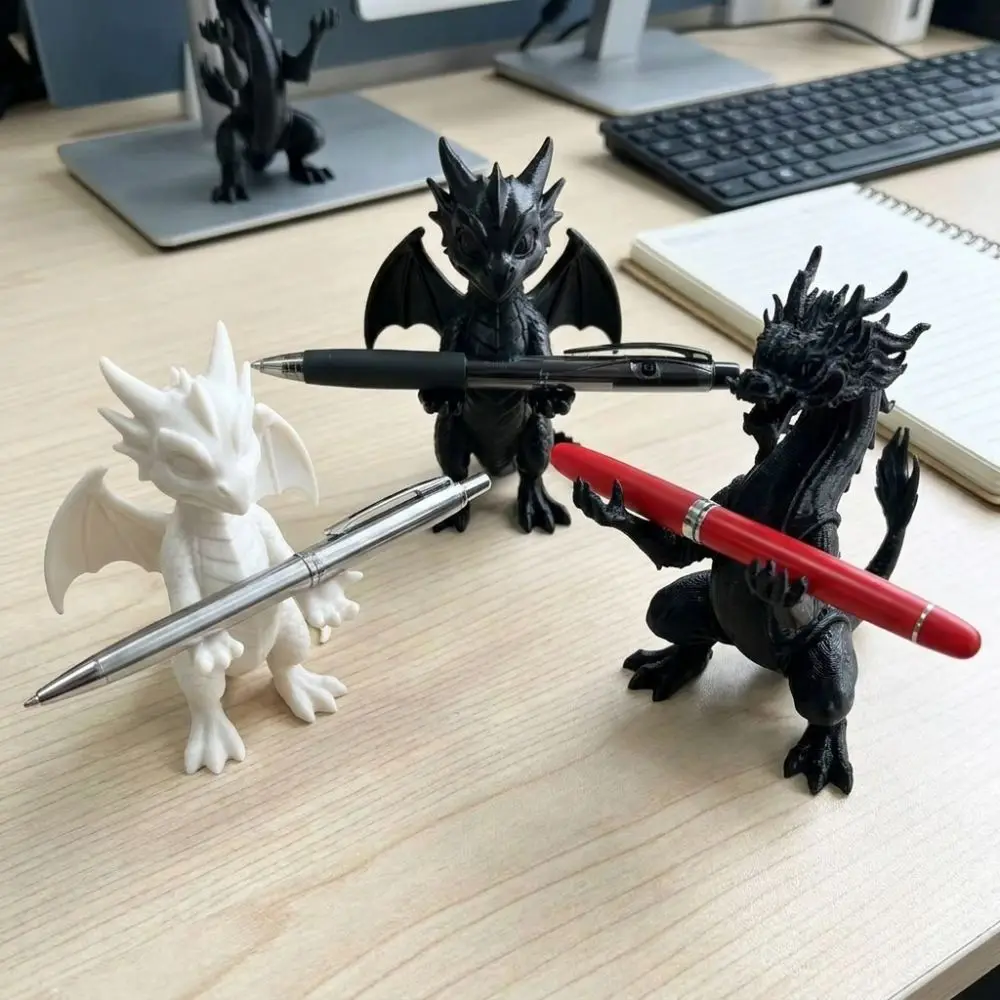 3D Printed Dragon Shaped Pen Holder Oriental Myth Cartoon Dragon Stationery Storage Vintage Style Plastic