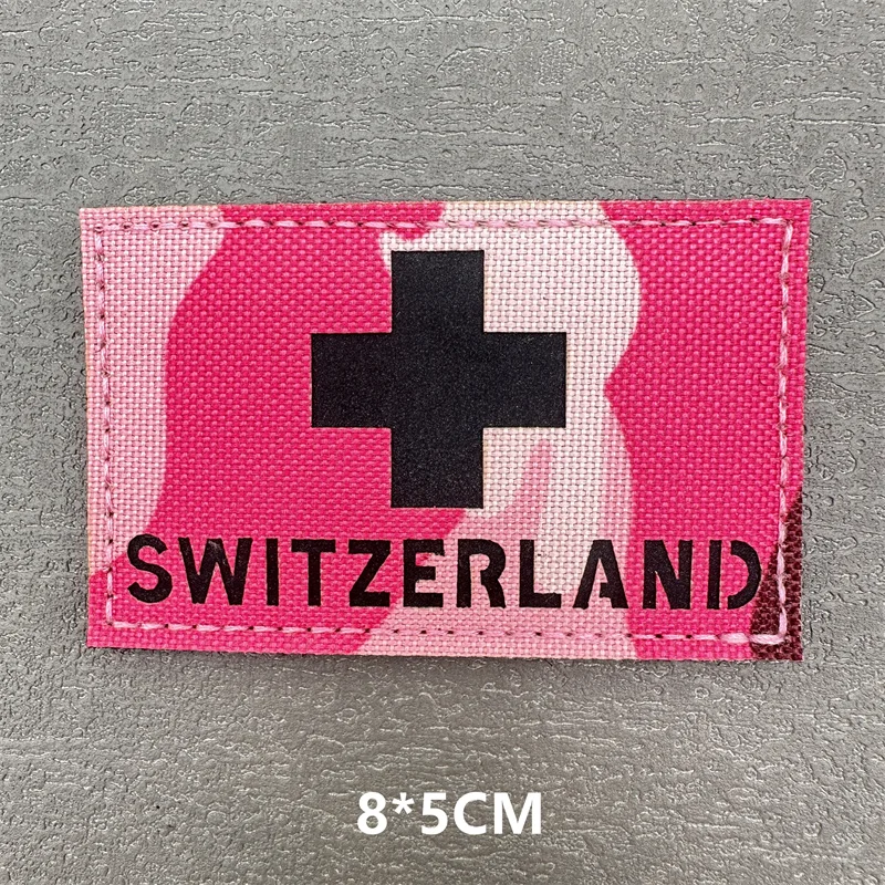 1 قطعة رقعة العلم الأمريكي الوردي/علم سويسرا الولايات المعنويات العسكرية بقع مجموعة للقبعات والحقائب وحقائب الظهر والسترة التكتيكية ،