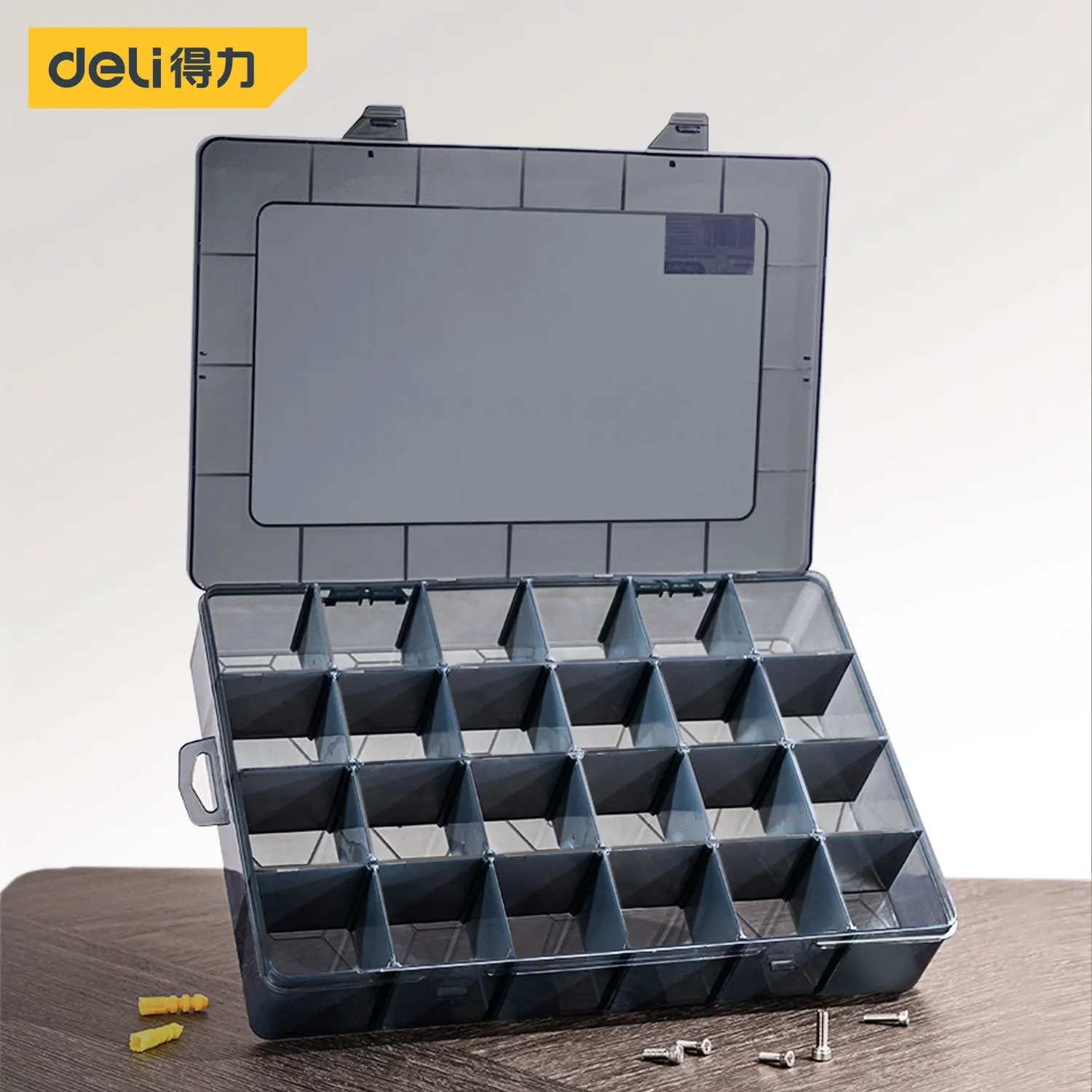 Imagem -02 - Deli-plástico Removível Bulkhead Ferramenta Caixa de Armazenamento Jóias Exibição Organizadores Multifuncional Household Tool Case a 24 Grids