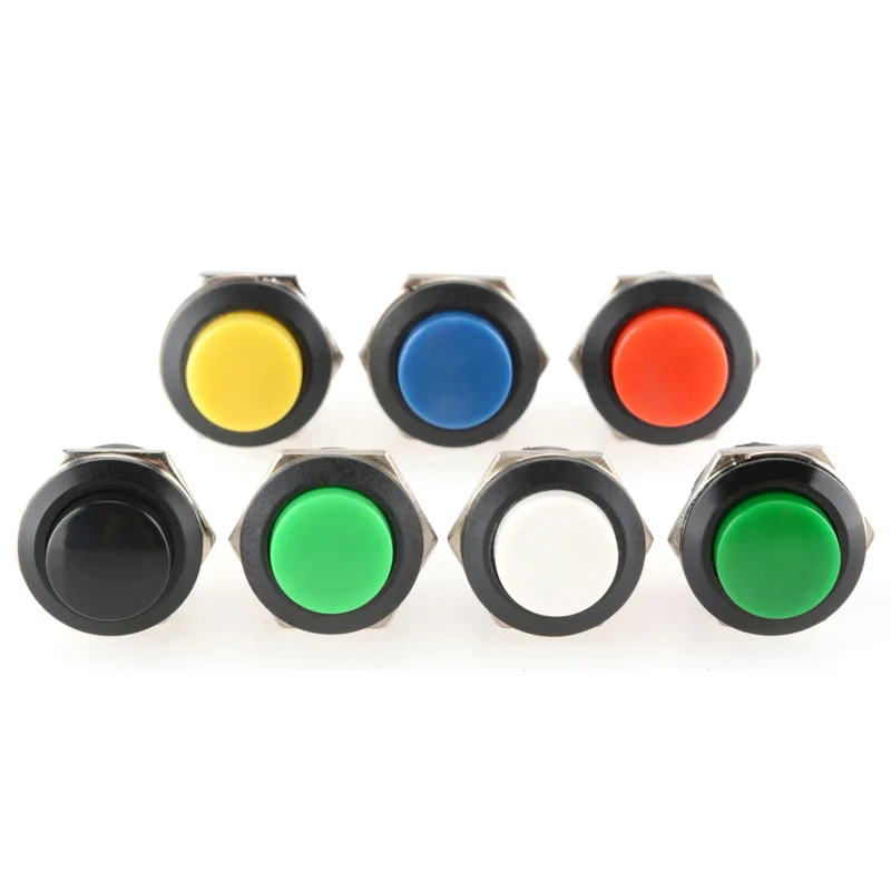 5PCS 16mm Self-Recovery Plastic Push Button Switch momentary 3A 250V AC 2PIN 6Color New