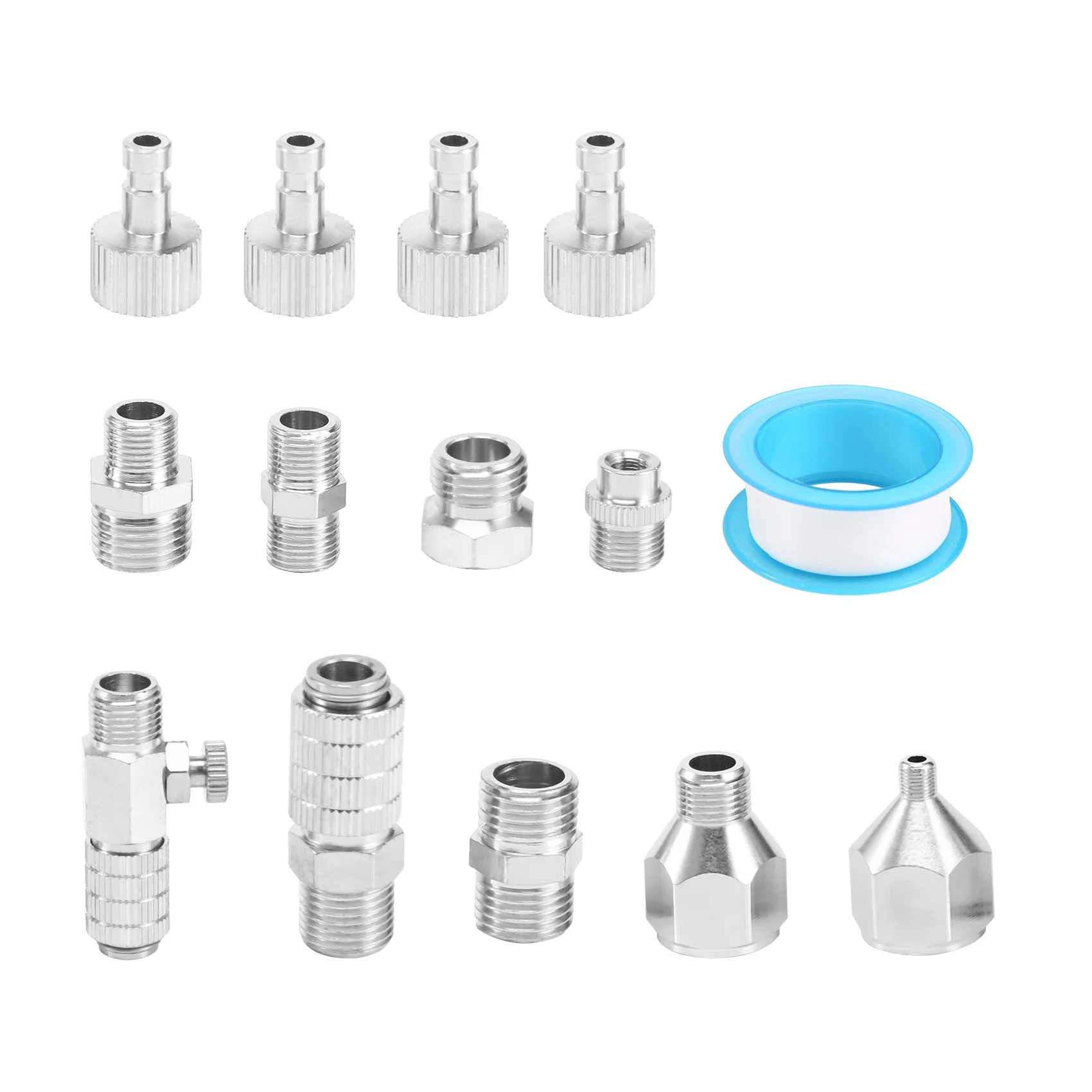 

New Shown-14Pcs Airbrush Adapter Set, Airbrush Quick Release Disconnect Couplers, Airbrush Adapter Kit Fitting Connector Kit