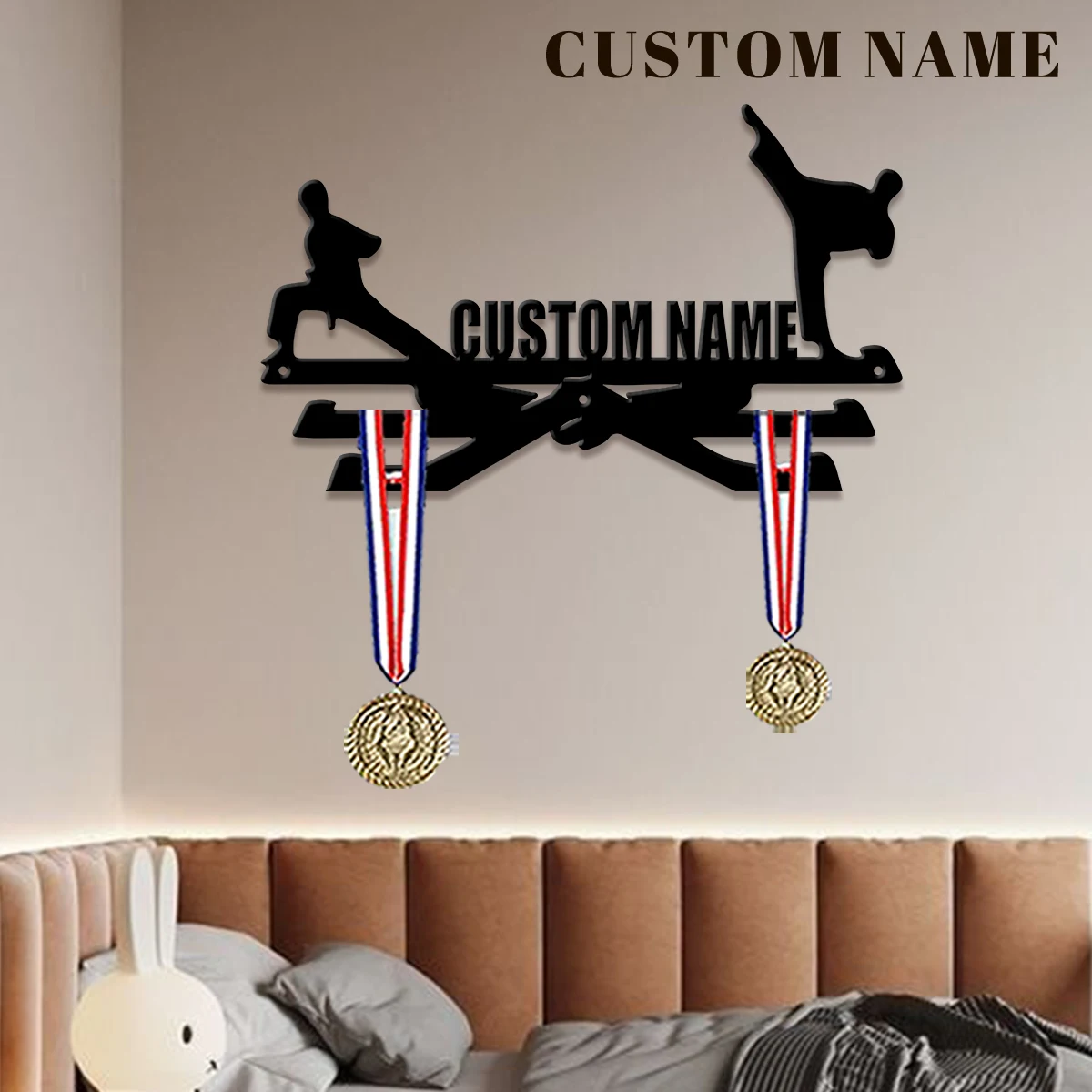 1pc Custom Taekwondo Metal Medal Holder,Sports Carnival Hang Metal Wall Art Suitable for Running Marathon Sports Record