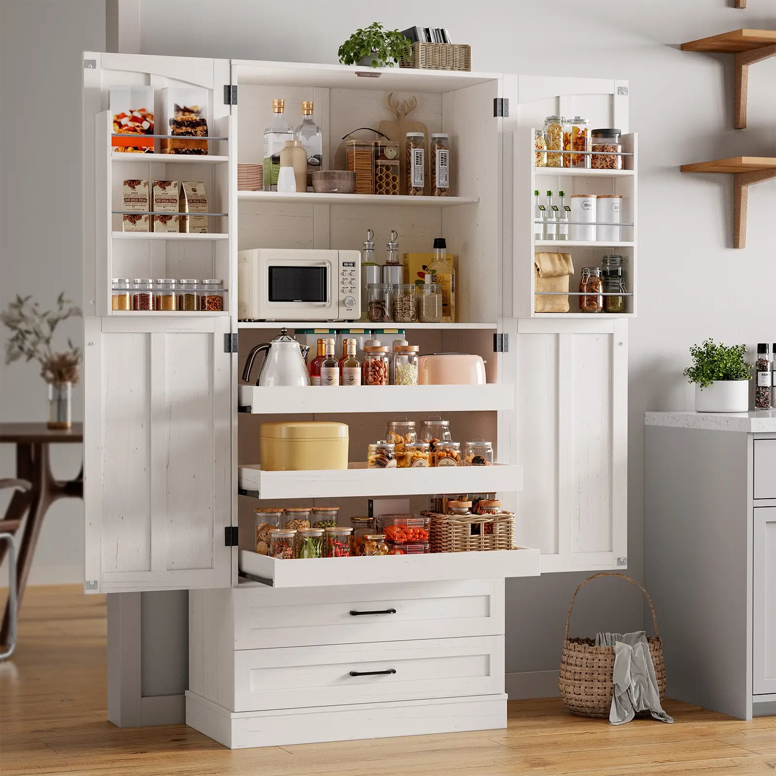 6 Door Kitchen Pantry Cabinet Pantry Storage Cabinet with Shelves, 71