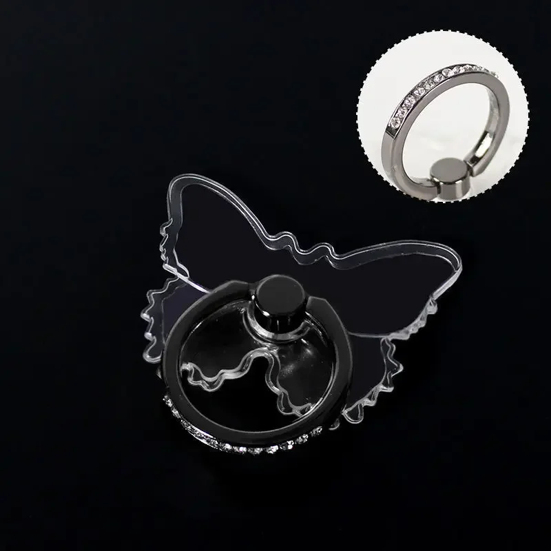 Transparenter Luxus-Schmetterlings-Fingerring-Handyhalter für iPhone 15, Smartphone-Aufkleber, Ständer, Zubehör, faltbare Unterstützung
