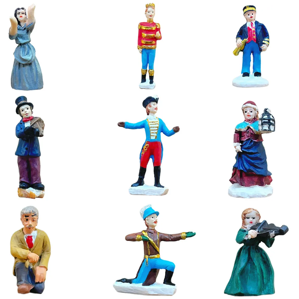 Retro Victorian Resin Miniature Figures Musician Soldier Figurines Christmas Village Scene Home Decor Ornaments