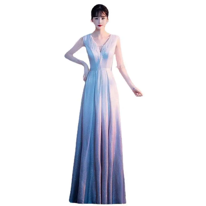 

The Big Choir Performance Clothes Women's Long Skirts Gradually Change Color Students Host Poetry Reading Temperament Thin Adult