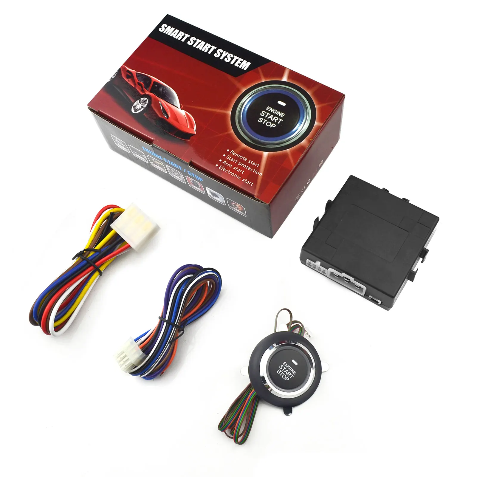 Universal Car Alarm Diesel Vehicle Conversion Push Button Start Stop Remote Key Ignition Engine Keyless Start System Turn Signal