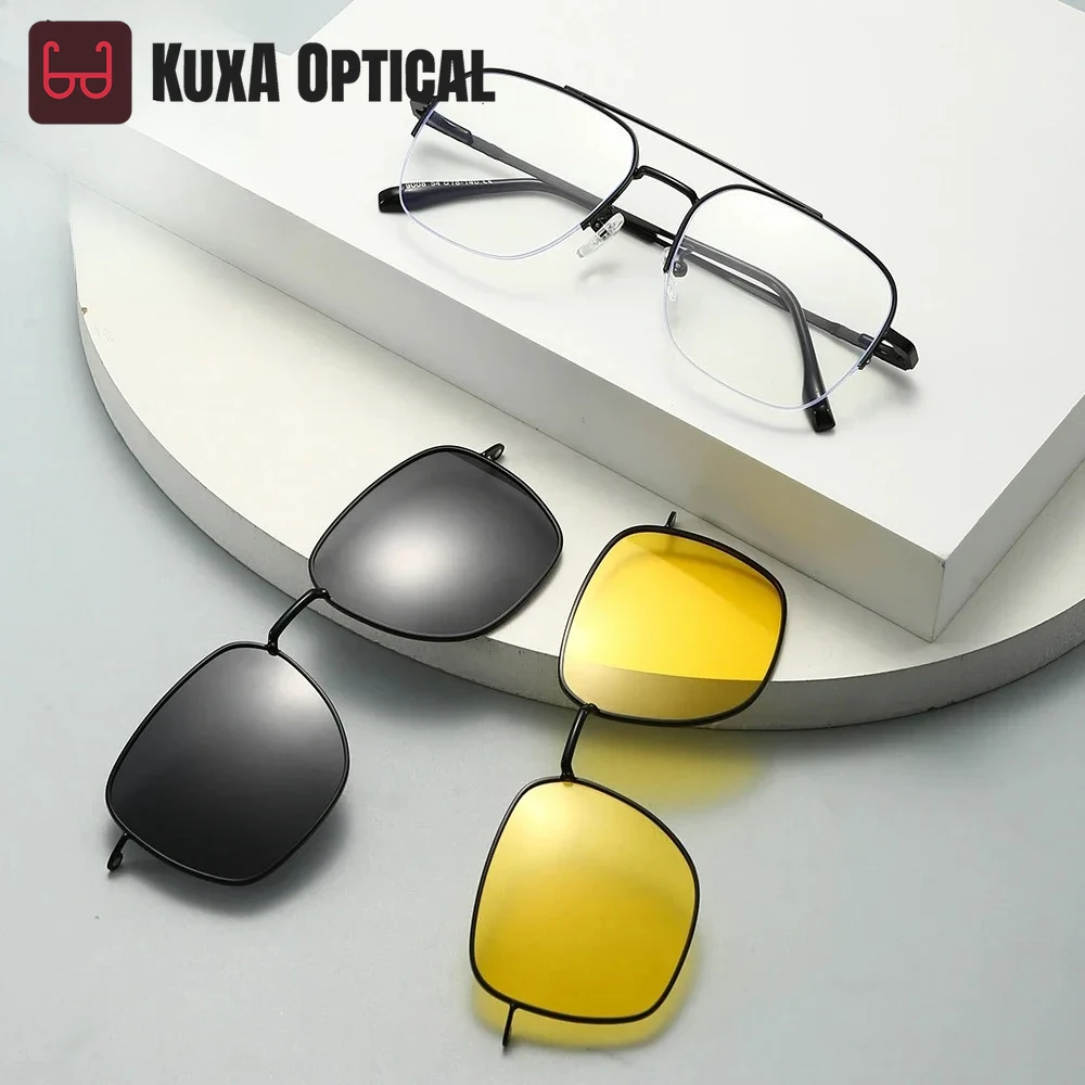 

Xuka Sports 3 в 1 полурамка солнцезащитные очки для близорукости костюм 2025 мужские и женские очки с магнитным зажимом по рецепту поляризационные оптики -0,50 до