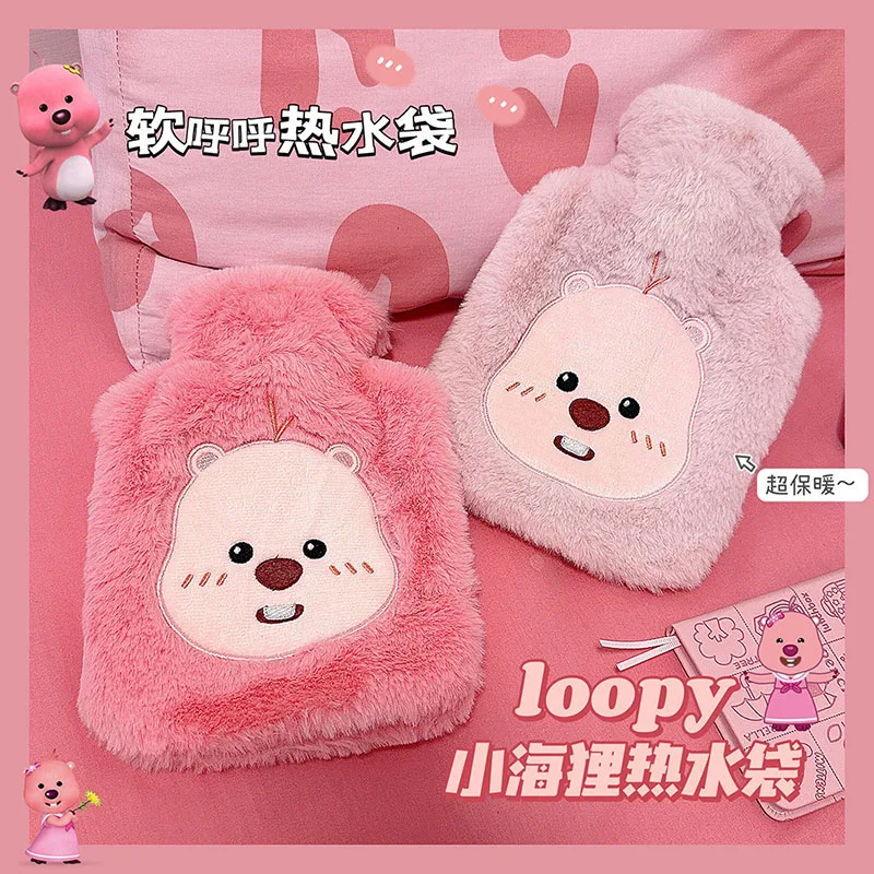 

MINISO Loopy Warm Water Bag Kawaii New Beaver Plush Thickened Hot Water Bag Water Filling Cute Cartoon Hand Warmer Toys for Kids