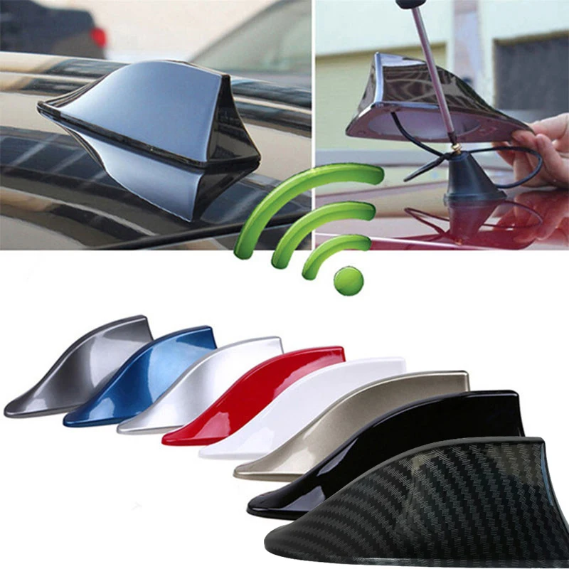 Neue Auto-Dachantenne in Haifischflossen-Form, Carbon-Optik, Universeller AM/FM-Antennenverstärker, Auto-Zubehör – Detail 1