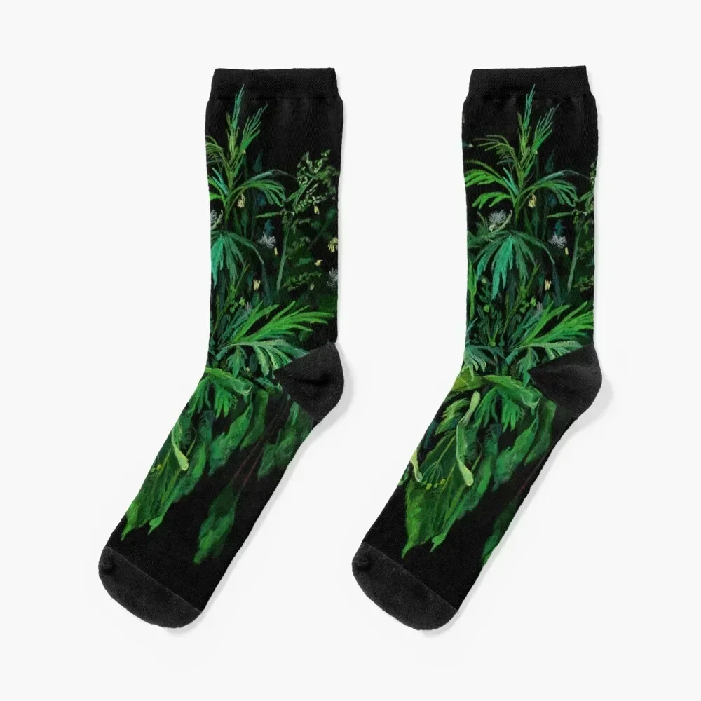 Green and Black, Summer Greenery, Colorful Floral Socks bright garter Soccer christmas gifts Stockings Socks For Girls Men's