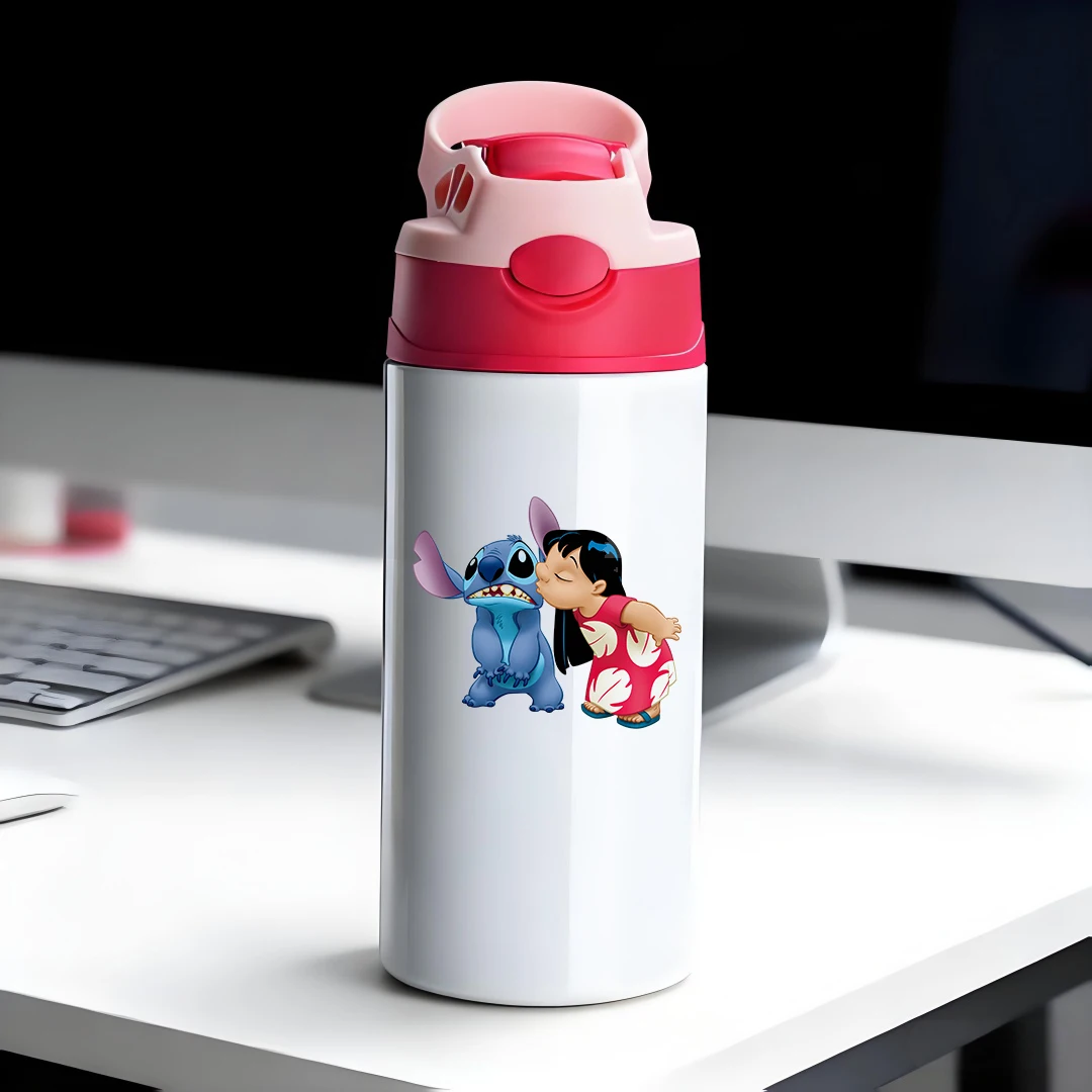 

Disney Insulated Cup with Lilo & Stitch Characters Close Interaction 304 Stainless Steel Straw Cup for Kids New Year Gift