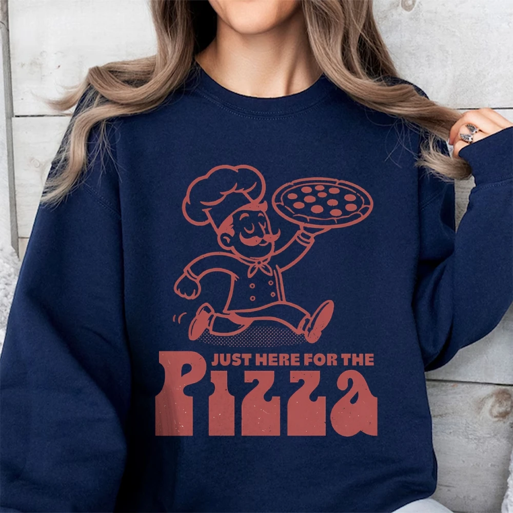 Women’s Sweatshirt Just Here For The Pizza Sweater Pizza Lover Tee Sloth Top Tee Women Casual Summer Slice Enthusiasts Outfit