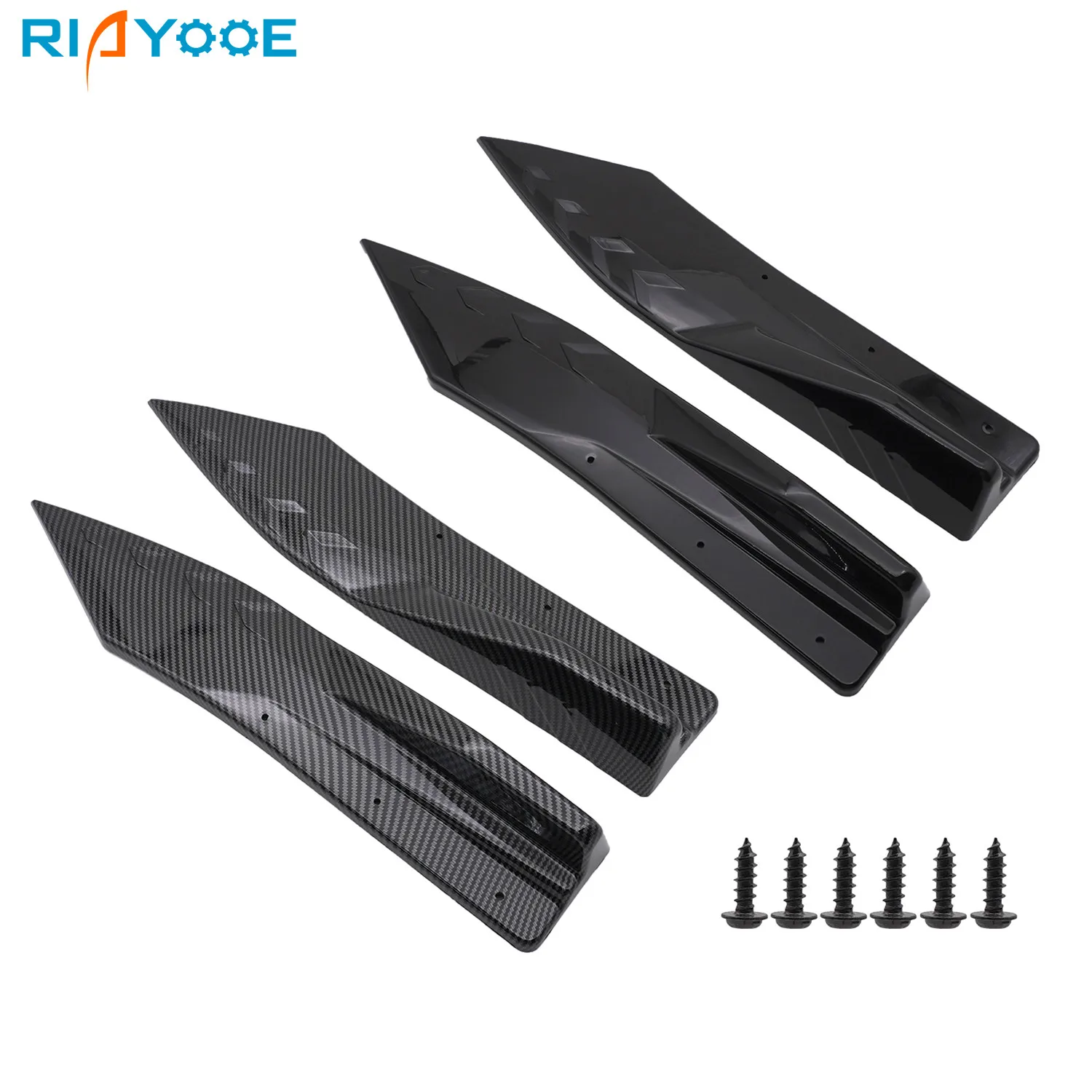 2PCS Bumper Lip Spoiler Splitter Scratch Diffuser Body Kit Protecter Strip Side Extension Winglets Skirt For Universal Car