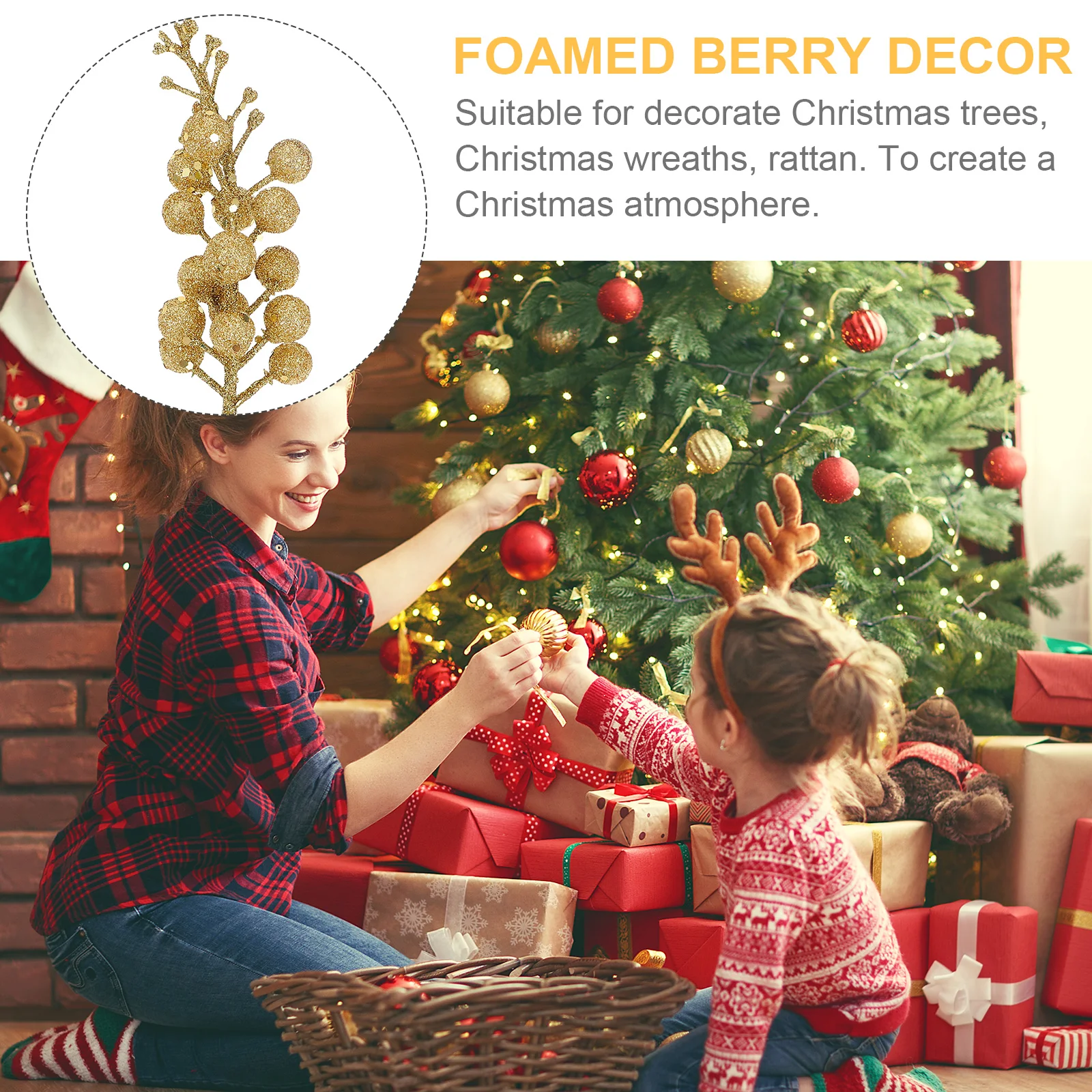 

6Pcs Foamed Berry Ornaments for Christmas Decorations Beautiful Wreath and Tree Accessory Gathering Banquet Office Bar Decor Use
