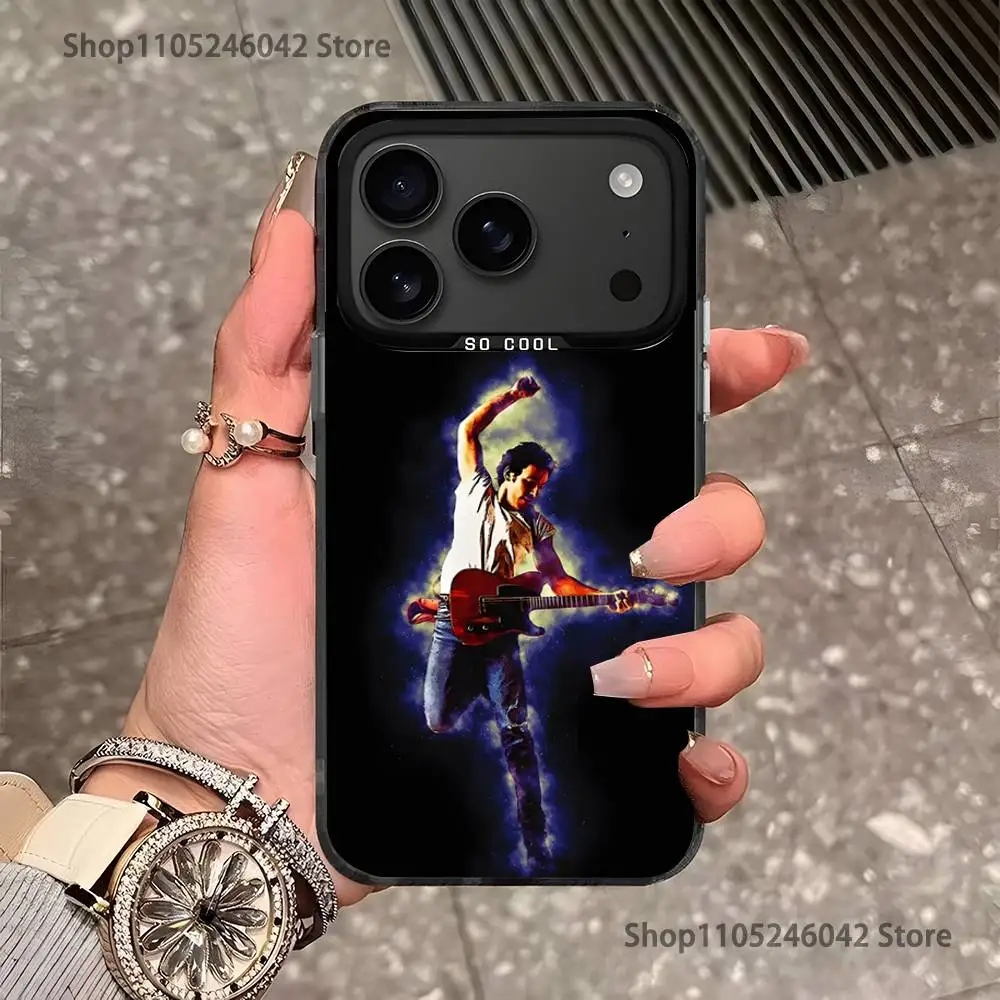Rock Singer b-ruce Springsteen noir mat antichoc housse de téléphone pour iPhone 17,16,15,14,13,12,11Pro,XS,Max,Plus,Mini,SE4,E
