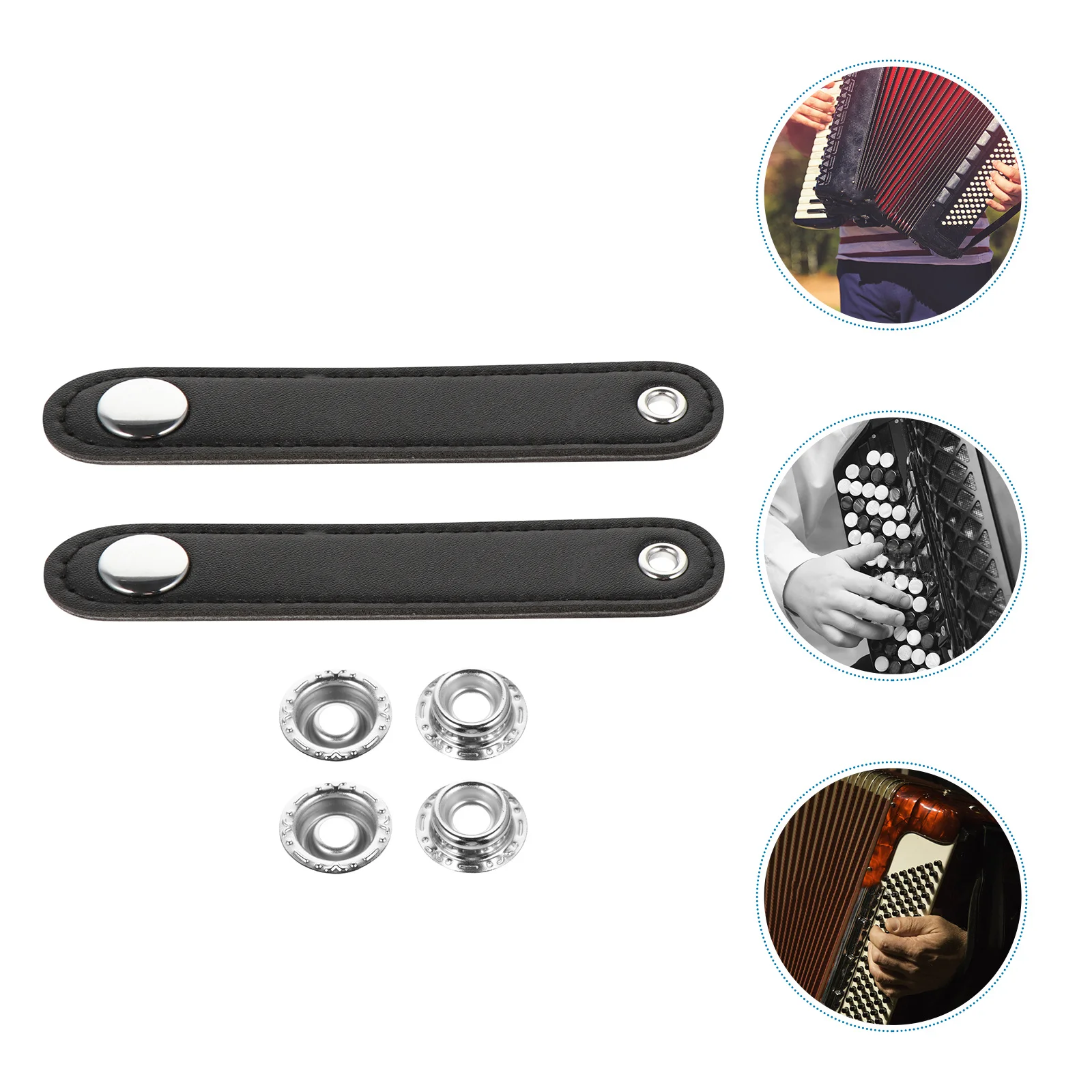 

2Pcs Universal Double Layer Accordion Bellows Buckle Strap Secure Fastening for Most Accordion Sizes Durable PU