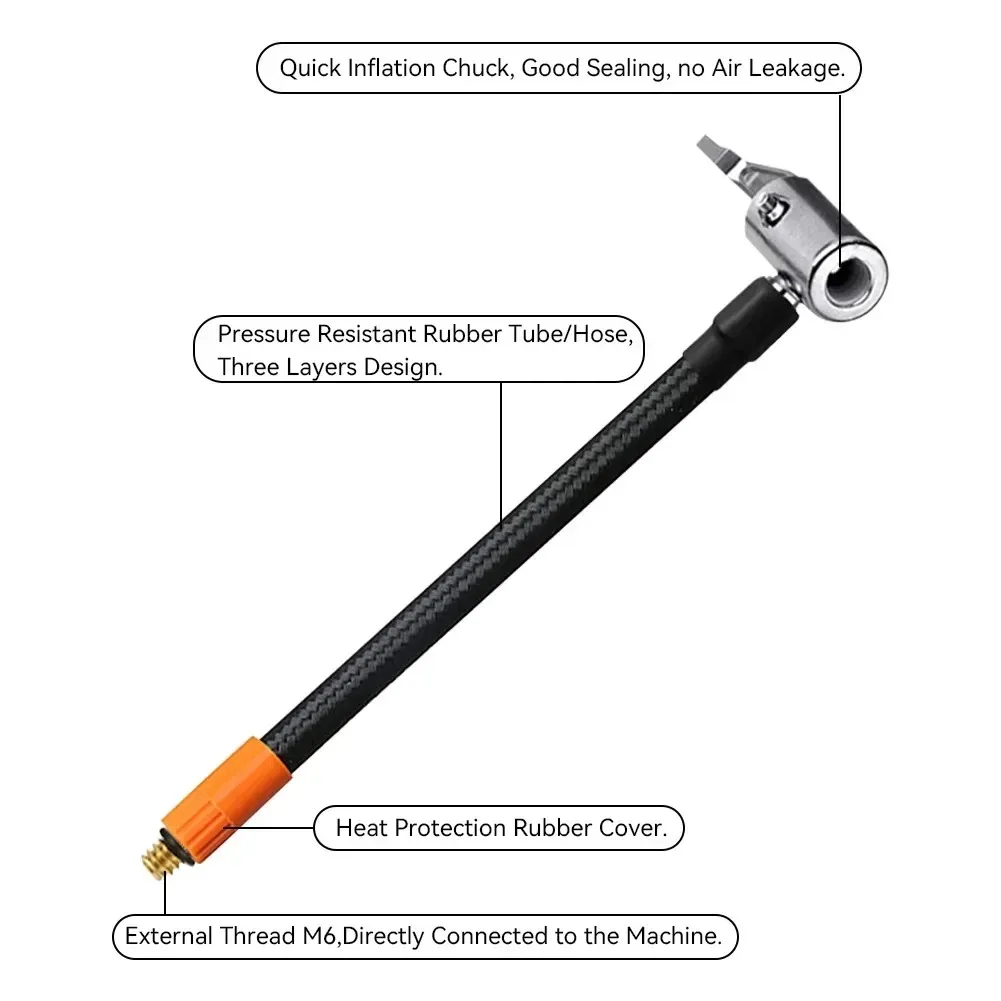 Auto Reifen Luft Inflator Schlauch M6 Locking Air Chuck Mit Standard Reifen Ventil Fein Gewinde Inflation Schlauch Adapter Schnelle Inflation Teil – Detail 4