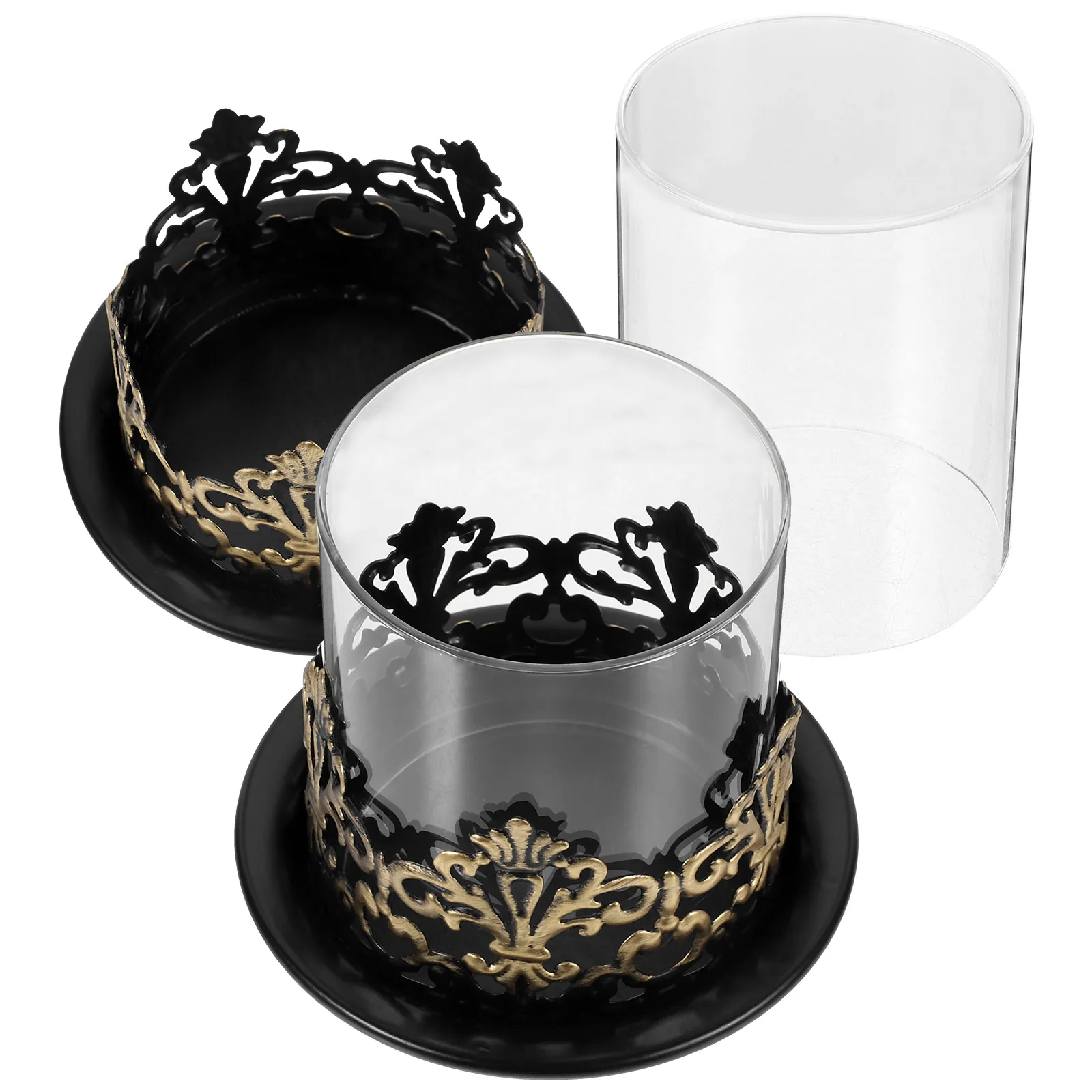 

2pcs Iron Craft C Holder naments Black Color Scented C Tin Aroma Bottle Desktop Decorative Container