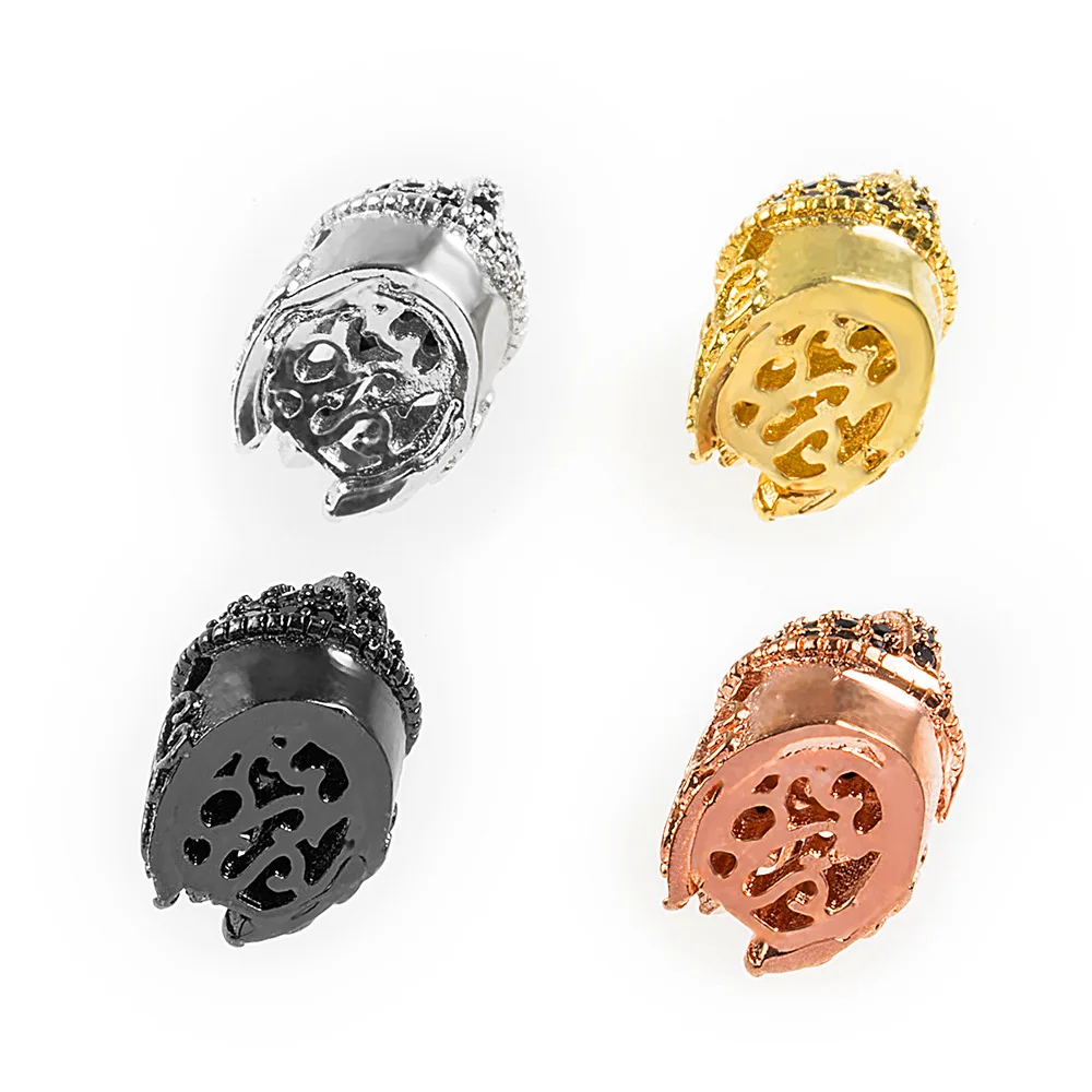 12PCS Knight Helmet Space Beads for Making Jewelry Bracelet  Brass Micro Pave Crystal Geometry  CZ Rhinestone Accessories