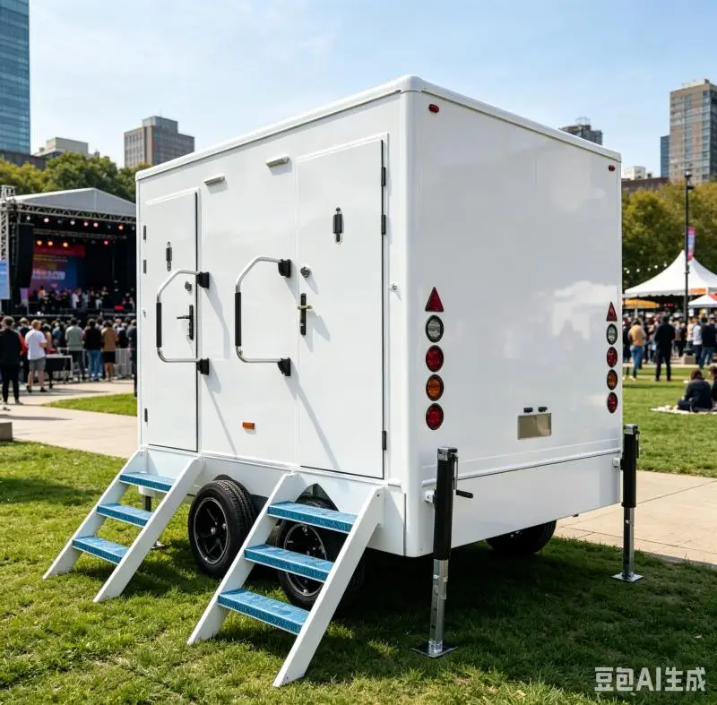 Portable Mobile Toilet Trailer Customized Luxury Restroom Trailer Flush Toilet Cabin Outdoor Commercial Event Solution