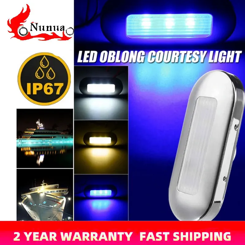 12V 3 LED Oblong Courtesy Light Yacht Marine Boat Stern Light Waterproof Indicator Turn Signal Tail Lamp Yacht Marine Lights