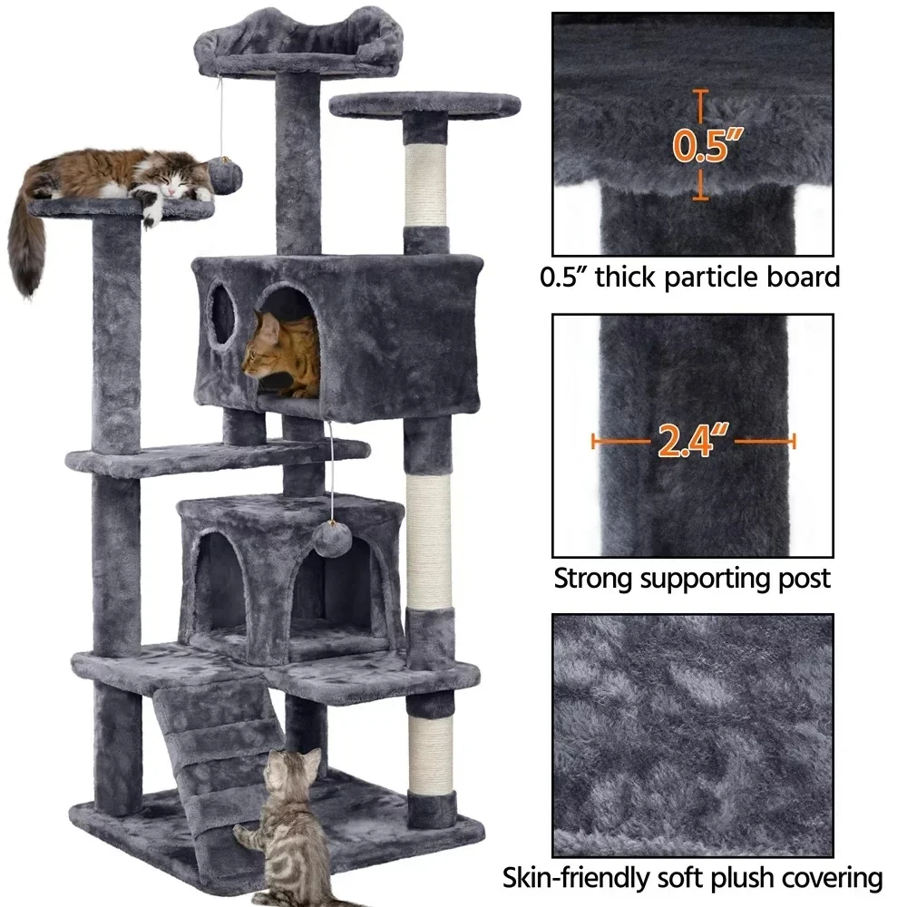 Cat Tree Tower Condo com arranhador Post, Pet Supplies, Dark Gray, torres para gatos, grandes brinquedos, árvores para casa, frete grátis