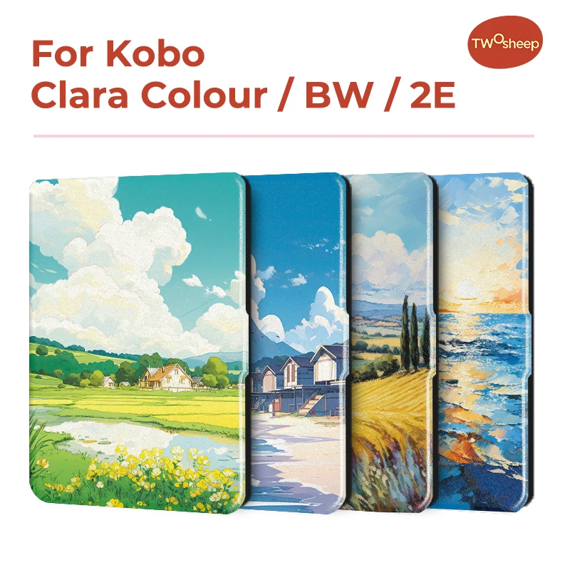 Twosheep 6-inch Case for Kobo Clara BW Clara Colour Clara 2E TPU Magnetic Flip Auto Wake Sleep TPU soft Cover Japanese-style