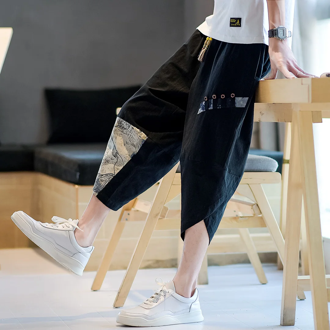 

Men's Summer Thin Casual Loose Large Size orts Seven-Foot Pants Trendy Brand Breathable Qui-Drng Comfortable Lightweight