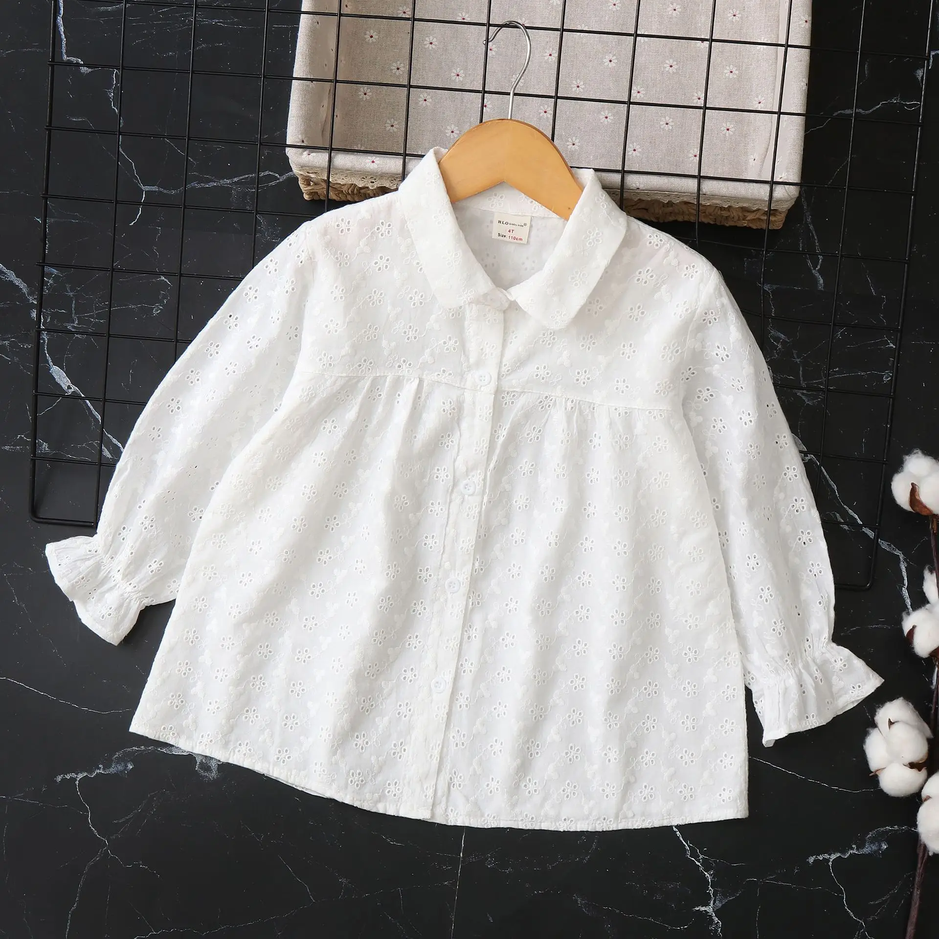 Embroidered Girls blouse Long Sleeve princess tops 2024 Autumn New Children's Clothing рубашка для девочки  블라우스