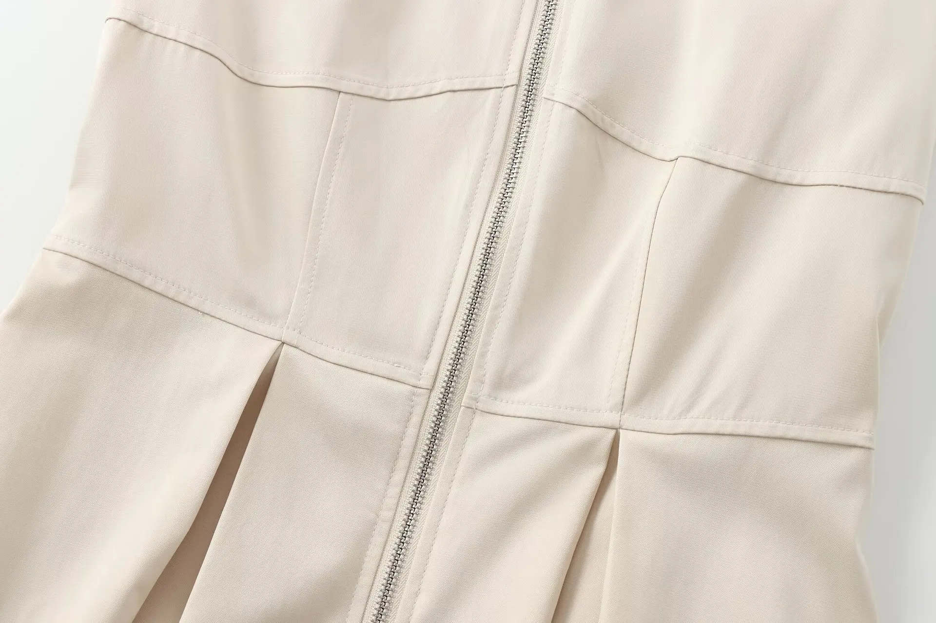 DSMTRC Women 2025 Newest Summer Sleeveless Skinny Robe Office Lady Commute Dress Fashion O-Neck Zipper High Waist A-line Dresses