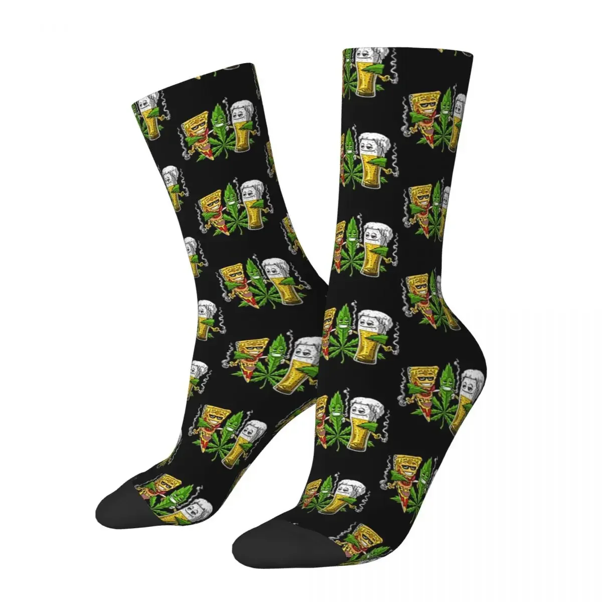 

Weed Beer Pizza Party Socks Harajuku Sweat Absorbing Stockings All Season Long Socks Accessories for Man's Woman's Gifts