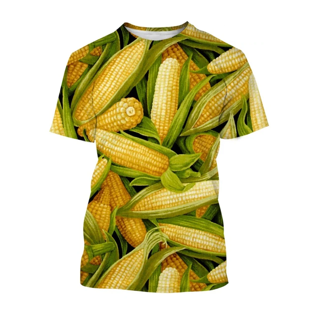 Corn Maize 3D Print Funny T-Shirts Summer New Men Women Short sleeve tops fashion Casual O-Neck T Shirt Oversized Harajuku Tees