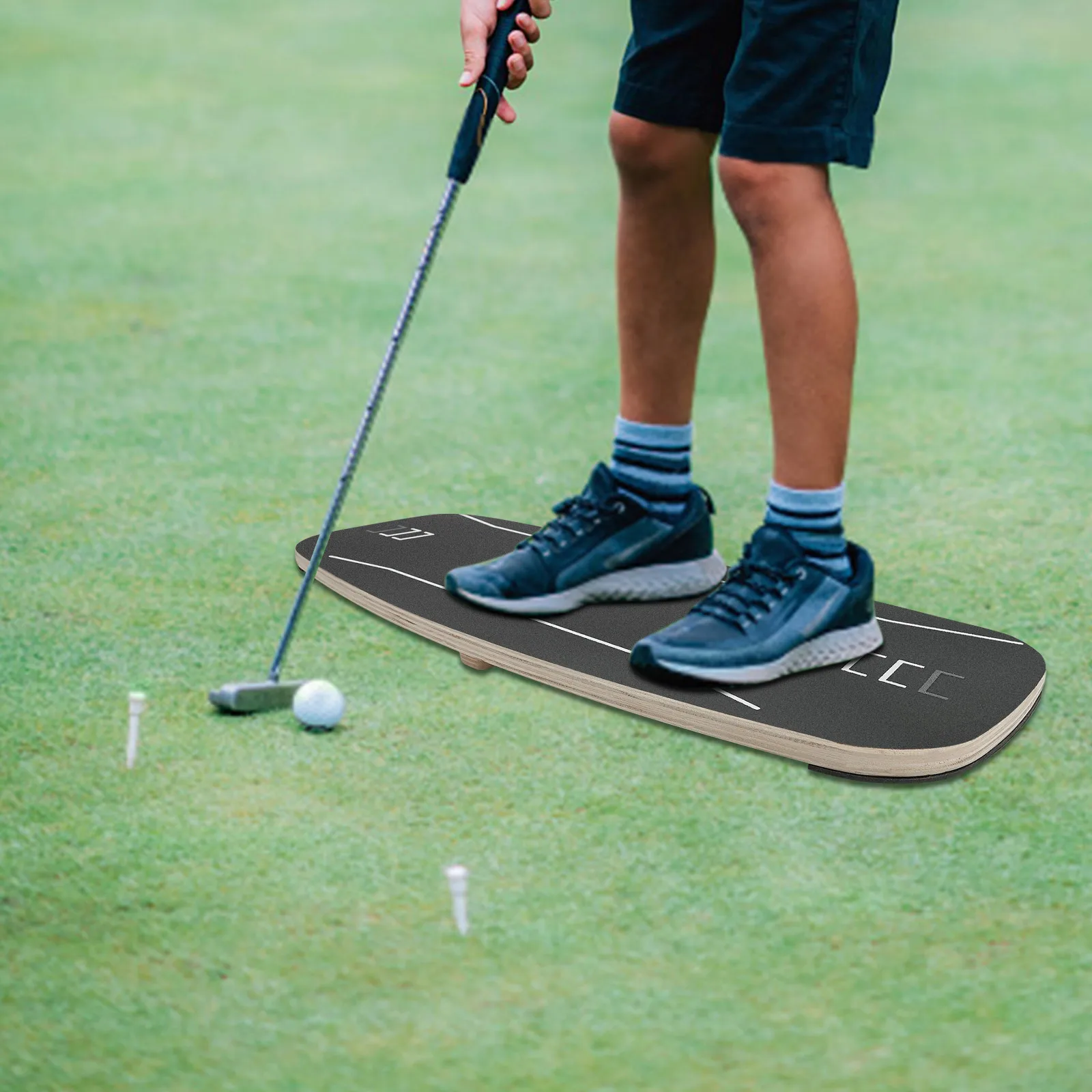 

Golf Swing Trainer, Weight Conversion Balance Board, 330lbs Capacity Wood Balance Trainer for Stability Practice Indoor Outdoor