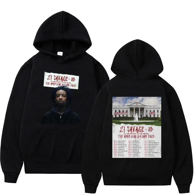 Rapper 21 Savage The American Dream Tour 2024 Hoodies Men Women Harajuku Fashion Cool Hoodie Hip Hop Oversized Casual Sweatshirt