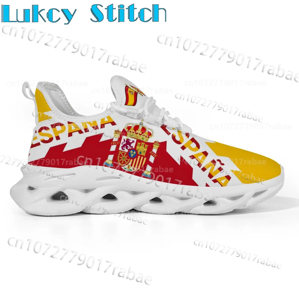 Unisex Breathable Mesh Blade Sole Sneaker Spain Espana Pattern Printed Casual Walking Shoes Athletic Low Top Trainers Zapatillas