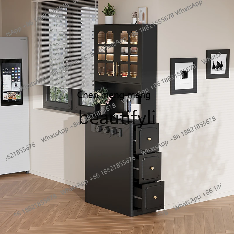 Solid wood narrow island cabinet separate 30cm narrow side cabinet small apartment bar counter dining side cabinet wall lockerH