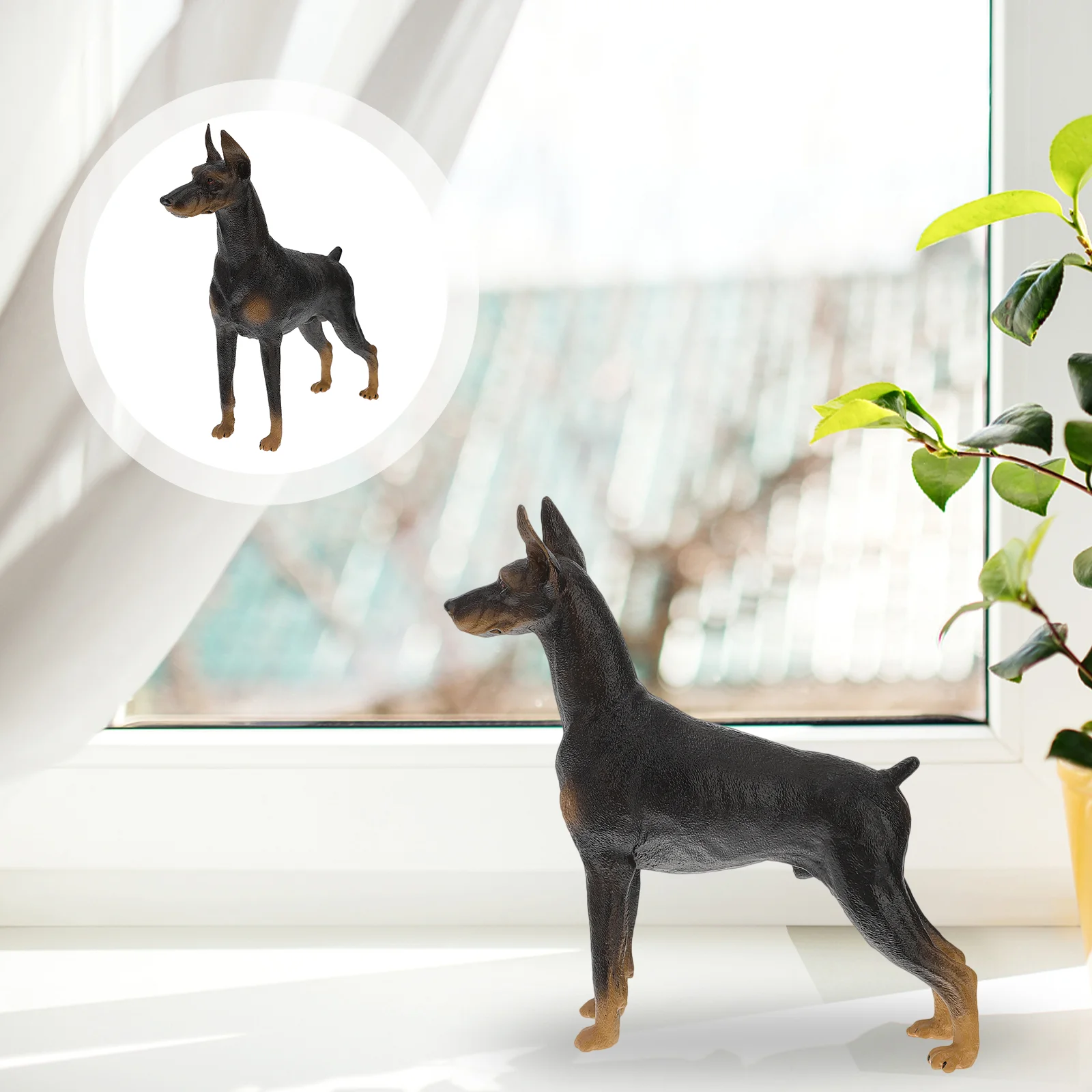 

Dog Outdoor Decor Simulated Doberman Pinscher Toy Dobermann Ornament Model Plastic Statue