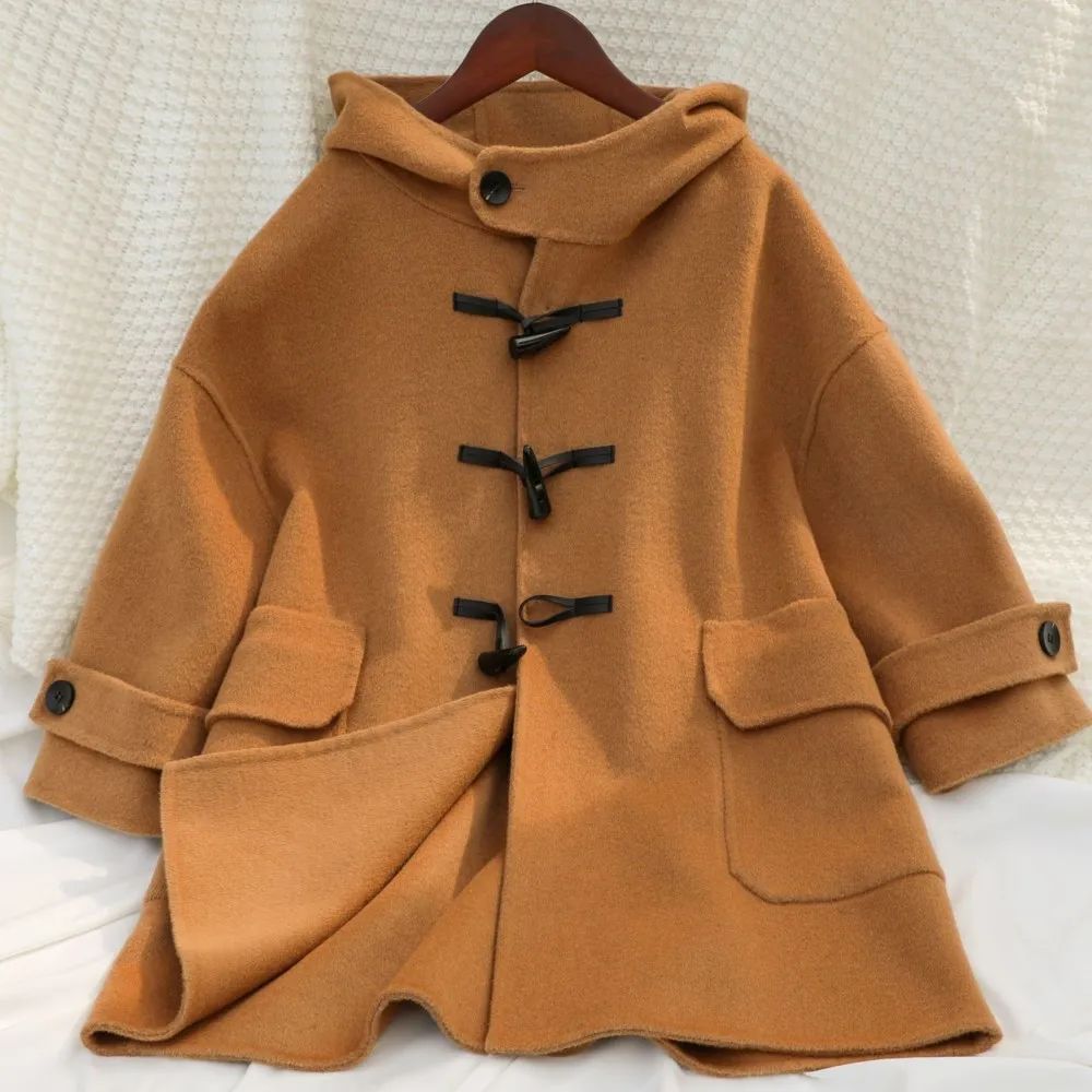 New wool double-sided cashmere coat for boys and girls children's cowhide button coat for winter