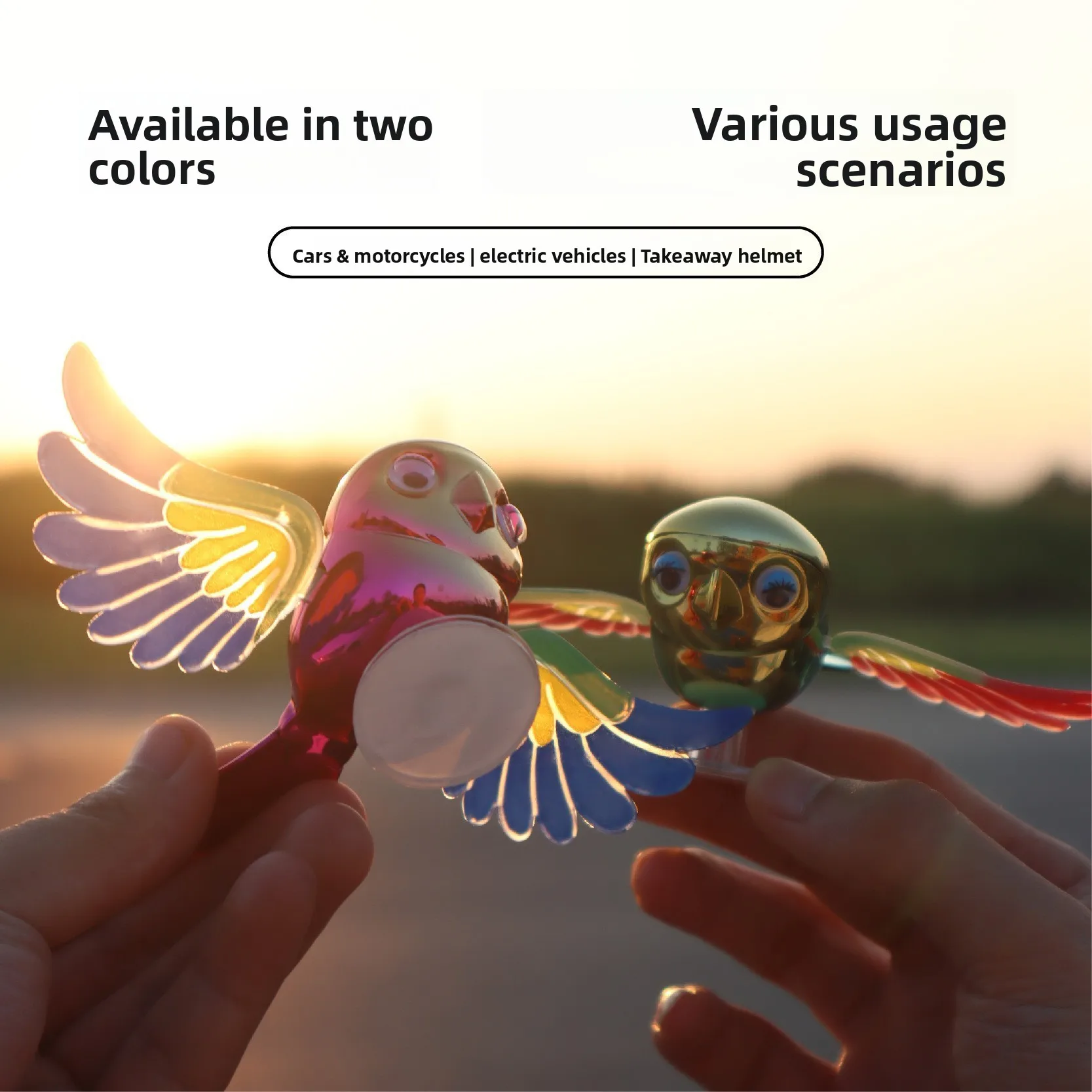 Charming Flying Bird Car Figurine - Popular Decor Toy for Cars, E-Bikes & Motorcycles, Onboard Ornament Accessory