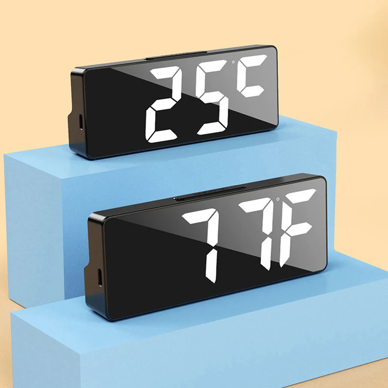 Electronic Digital Alarm Clock LED Mini Mirror Alarm Clock Digital Table Clock Room Desk Decorating Smart Small Tools Home
