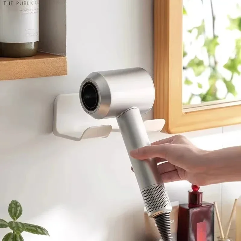 1PC Wall Mounted Hair Dryer Holder ABS Punch Free Blow Dryer Rack Organizer Bathroom Hair Tool Storage Shelf White Black