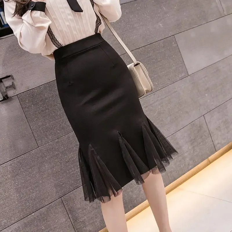 Ruffle Female Skirts Chubby High Waist Women's Skirt Stylish Chic and Elegant A Line 2024 Trend Summer New in Streetwear Cheap V